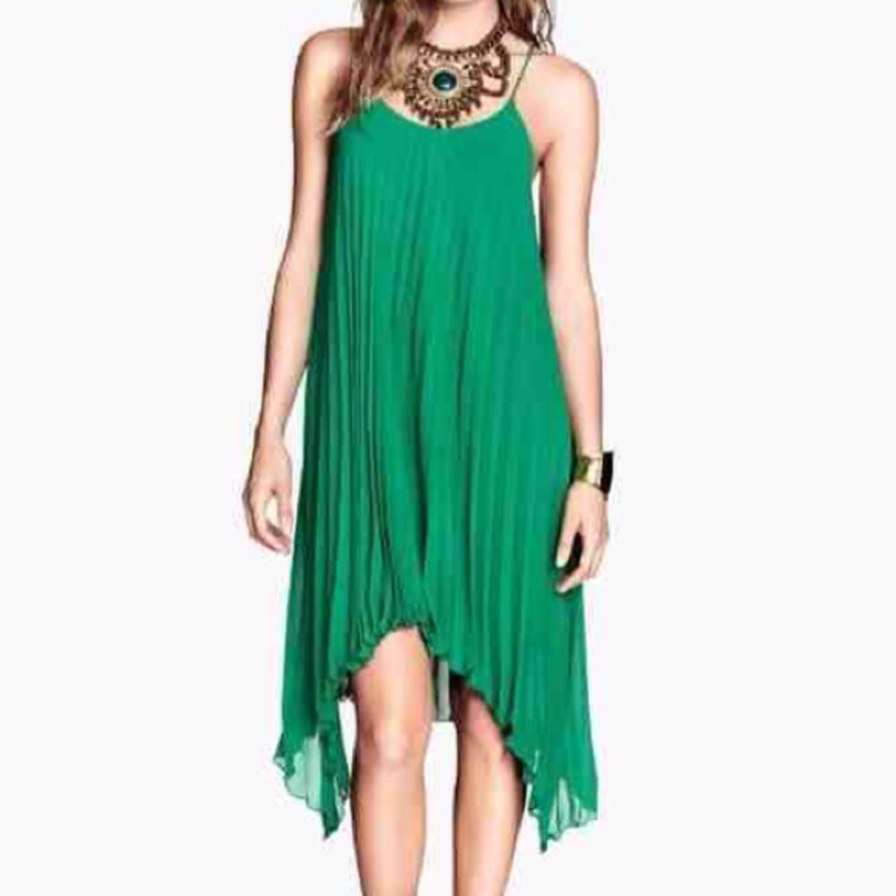GISELE for H&M green pleated dress BNWT